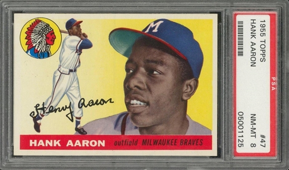1955 Topps #47 Hank Aaron – PSA NM-MT 8